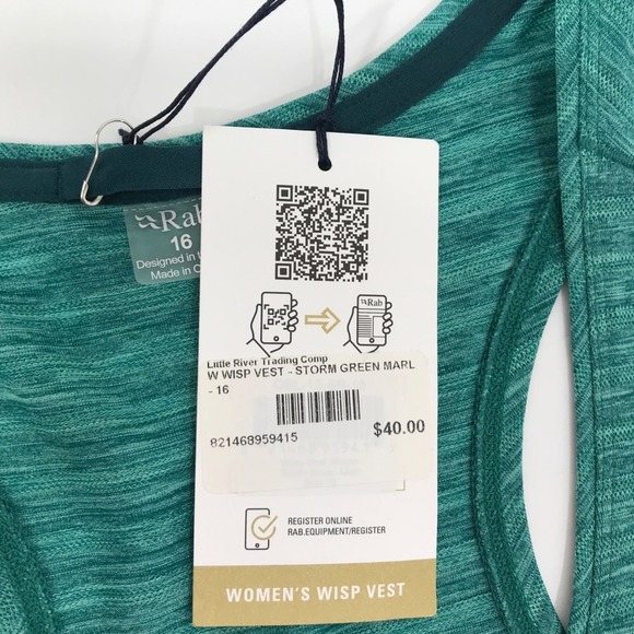 NWT Rab Womens Wisp Vest Storm Green Marl Tank Top - Picture 4 of 9